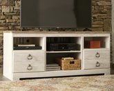 Bay Furniture Gallery - Ashley Furniture - Willowton TV Stand - 64" / Whitewash - W267-68